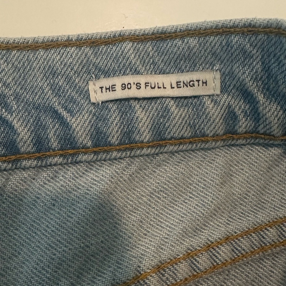 Zara The 90’s Full Length High Rise Raw Hem Frayed Blue Jeans Size 8 - Picture 4 of 7